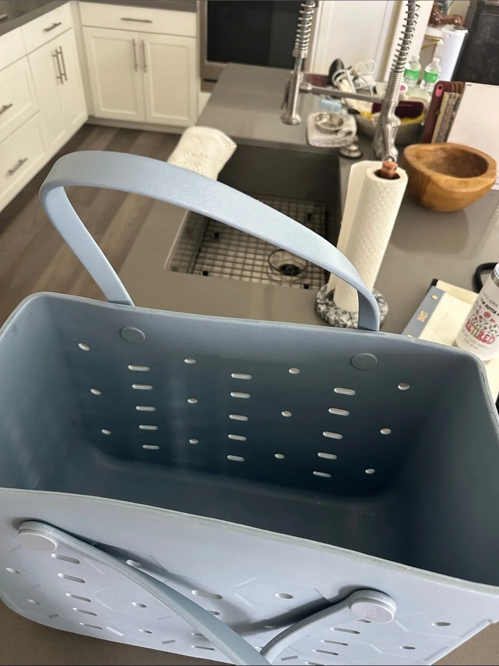 Light Blue Waterproof Tote Basket with Handles - Brand Unspecified NWOT